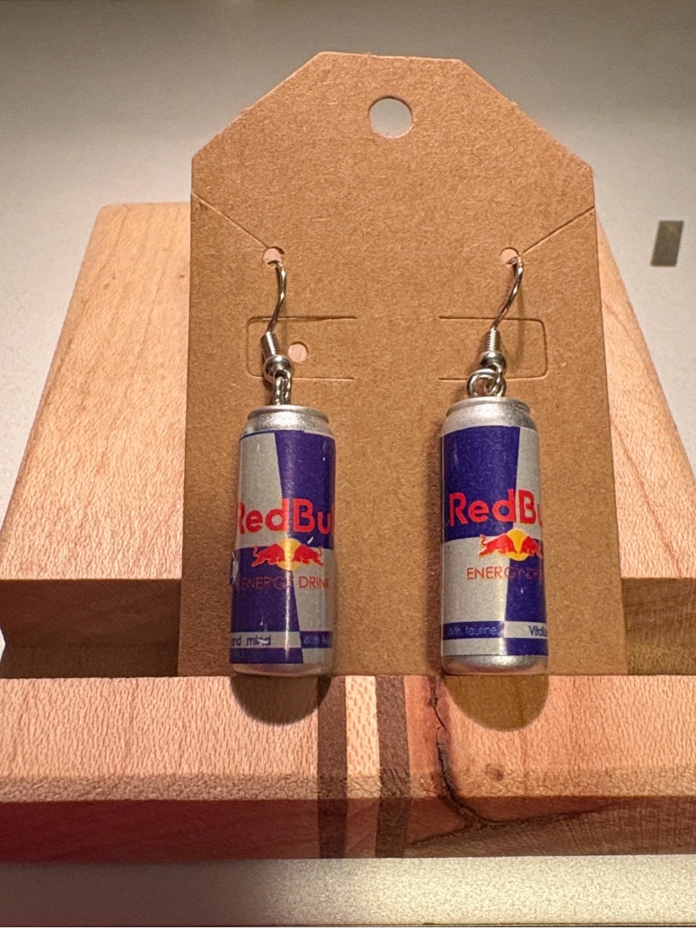 Red Bull Mini Can Dangle Earrings - Blue & Silver